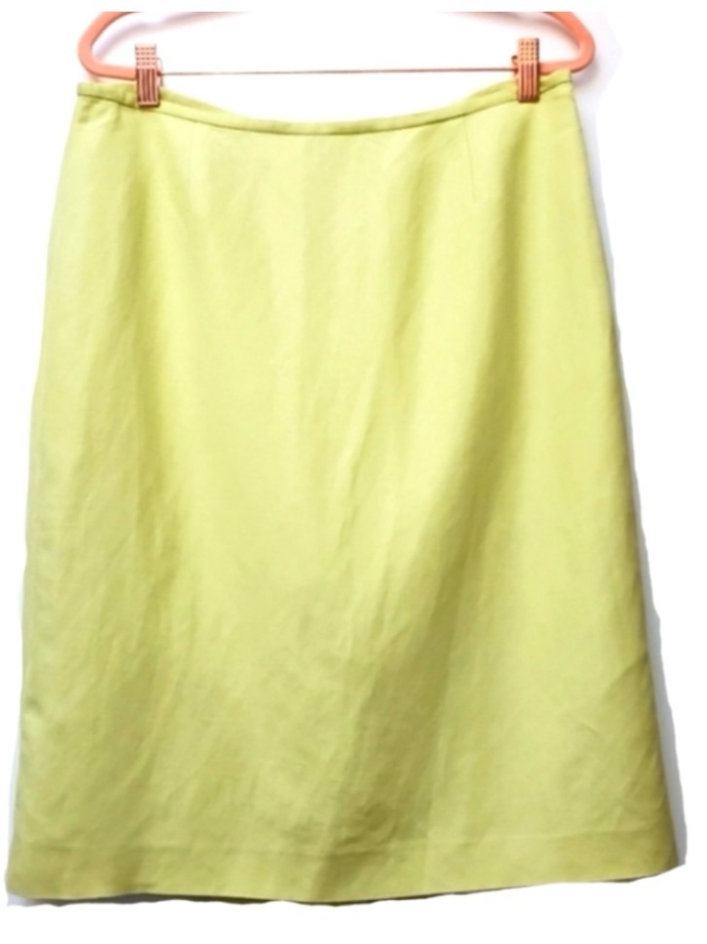 Calvin Klein Light Charteuse Green Linen Blend Pencil Skirt Size 12 Minimalist